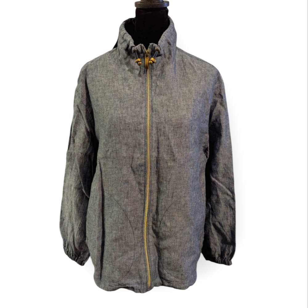 Olsen Linen Denim-look Zip Light Jacket New